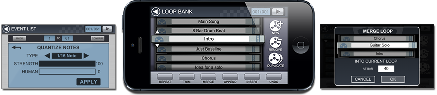 iPhone with Looptical Music Studio screenshots