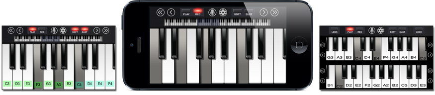 iPhone with Pianist piano screenshots